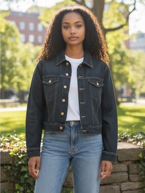 MARIE CLAIRE Women's Dark Wash Denim Jacket size 9